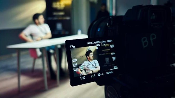 Camera monitor framing an interview