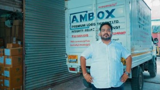 Ambox Logistics brand film: a man in front of a branded truck