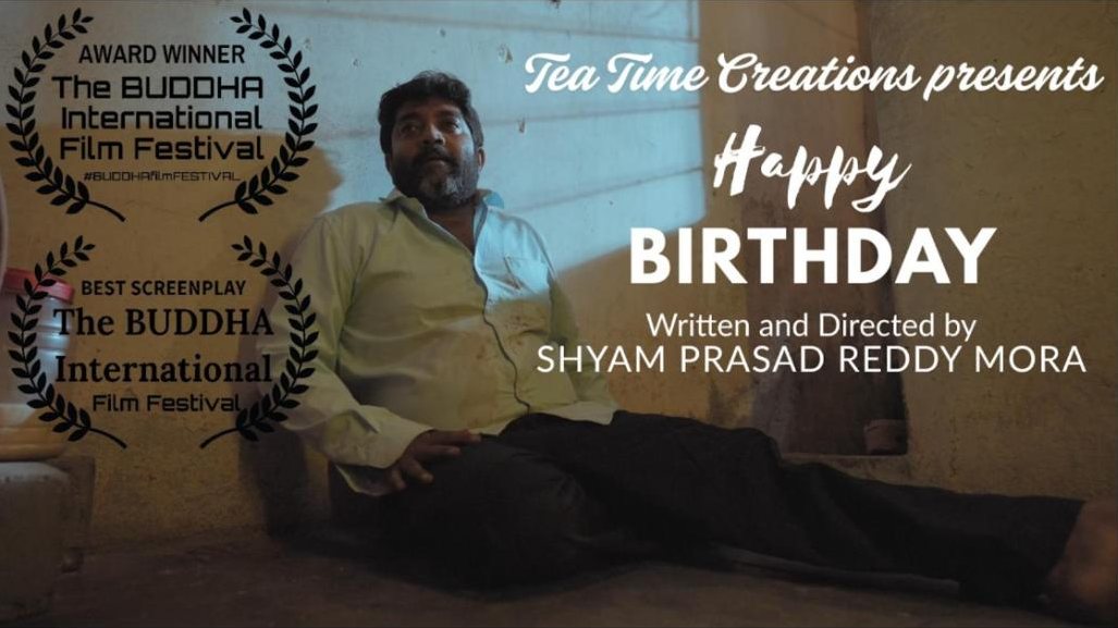 Happy Birthday poster with festival laurels